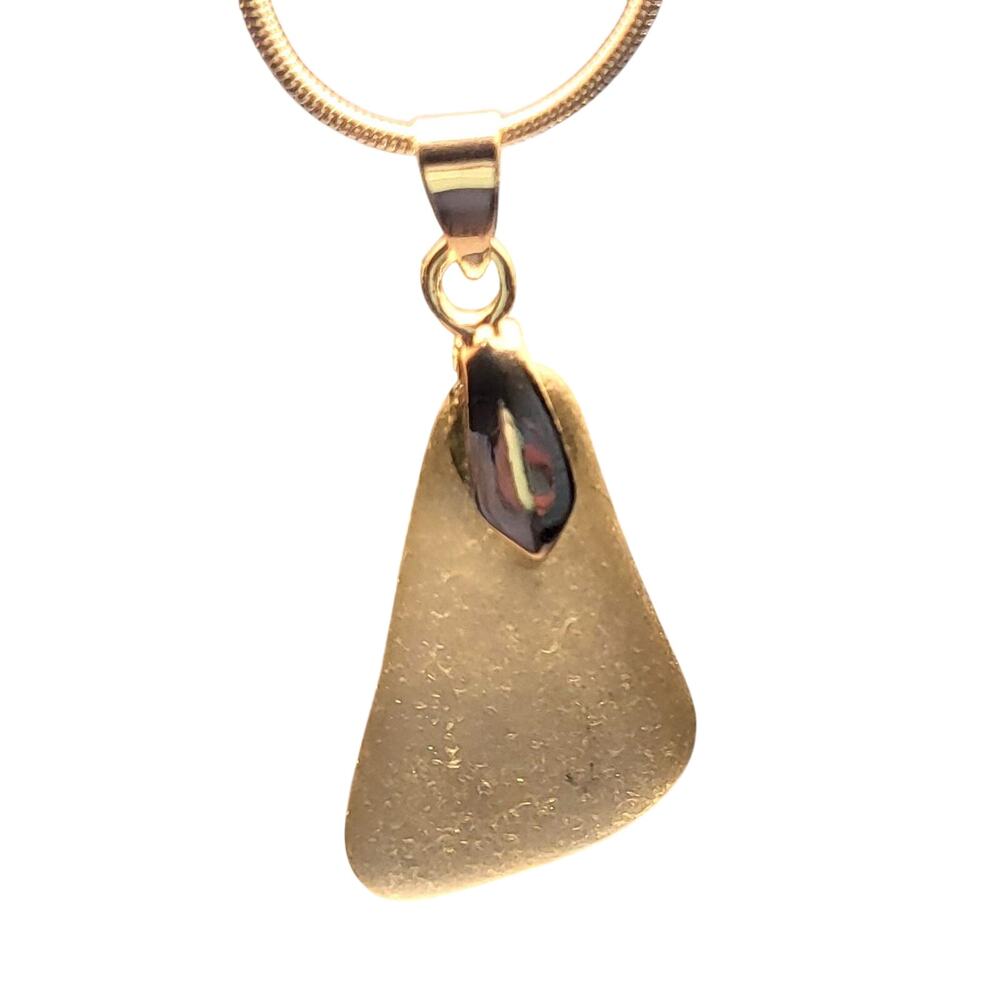 Sea Glass Necklace Genuine Hand-Made Rare Gray Color